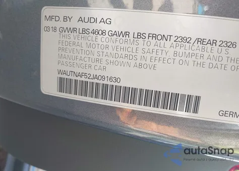 2018 Audi A5 2.0T Premium из США, поврежденный, VIN WAUTNAF52JA091630